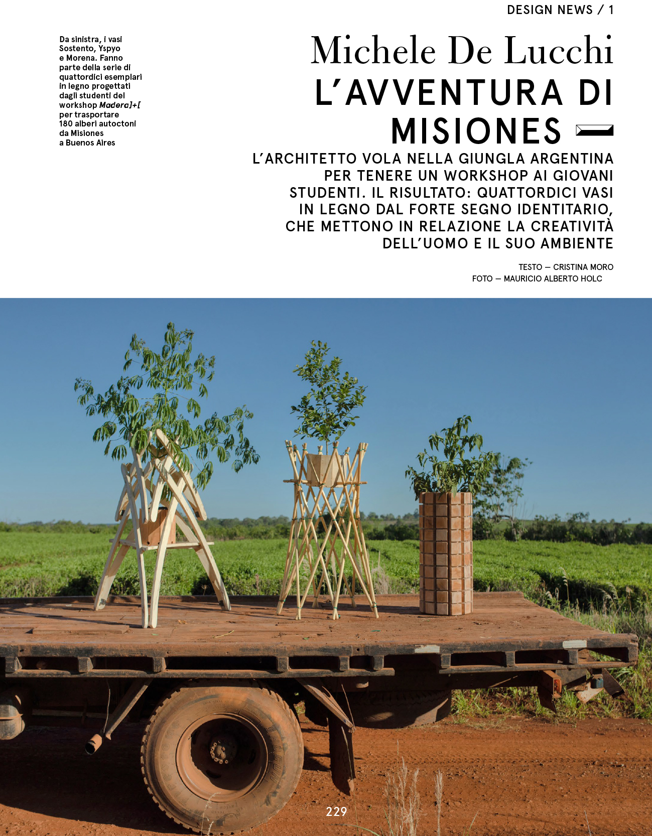 De Lucchi contó la experiencia de Madera+ en conjunto con MiDi en la revista Living Corriere de Italia