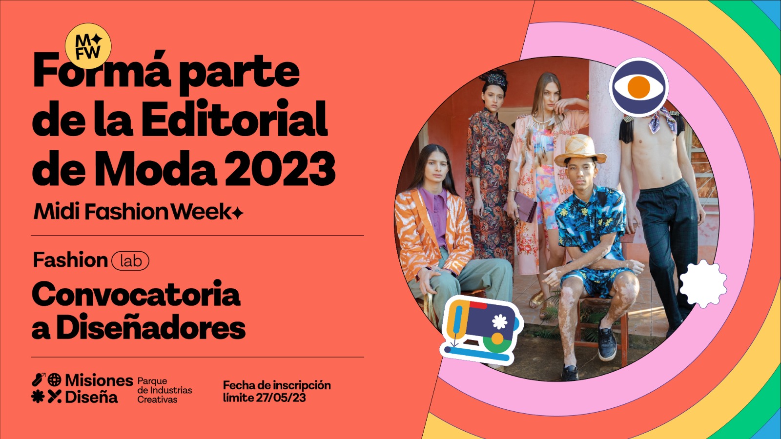 MiDi Misiones Diseña Placa de medios para convocatoria de emprendedores MFW2023 Editorial de moda 2023